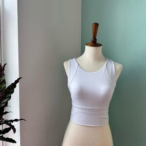 Athletic White Sleeveless Crop Top